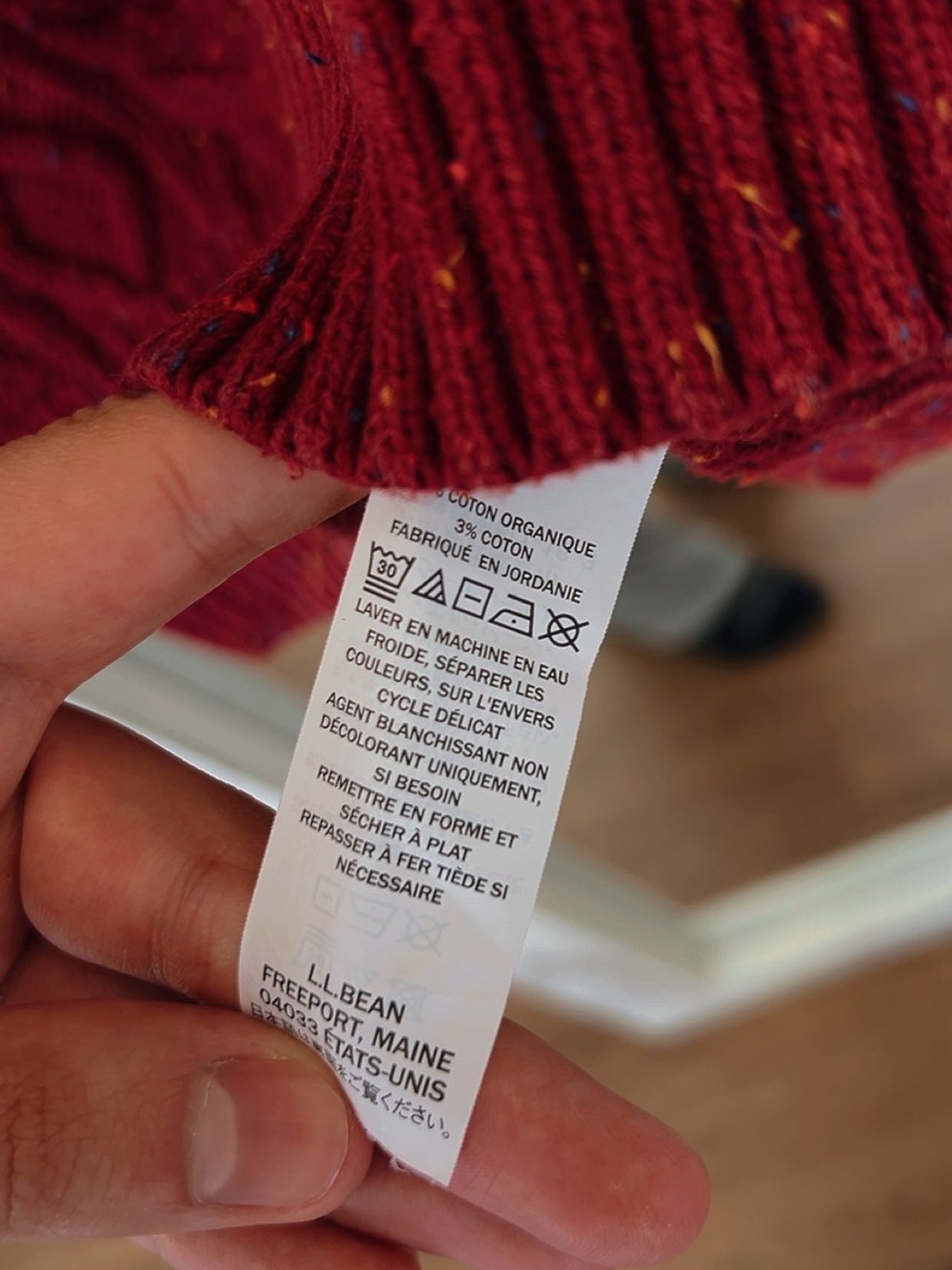 L.L. Bean Men's Red Cable Crewneck Sweater - Picture 3 of 5